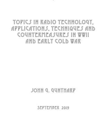Cover of Topics in Radio Technology, Applications, Techniques and Countermeasures in WWII and Early Cold War